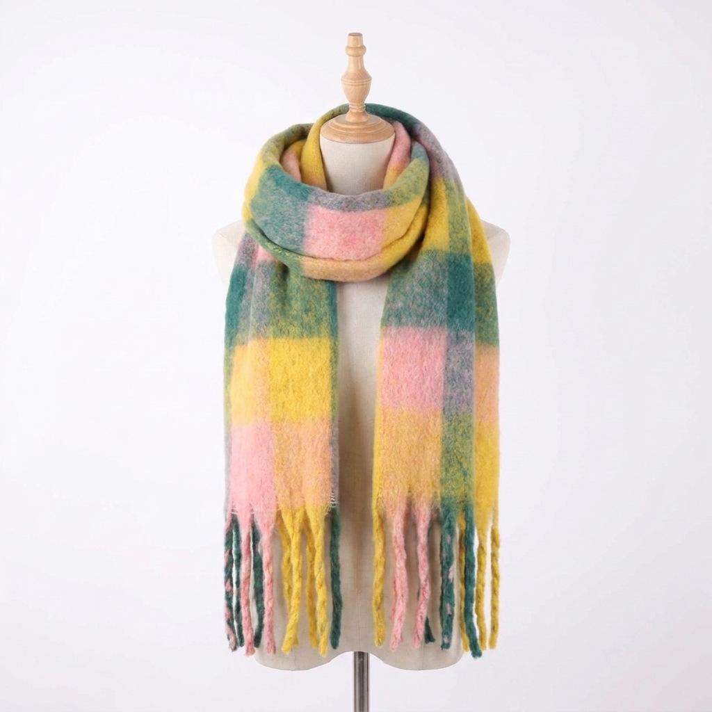 

Colorful Plaid Scarf for Women in Spring and Autumn Thickened and Warm Versatile and Fashionable Scarf Made of Mohair
