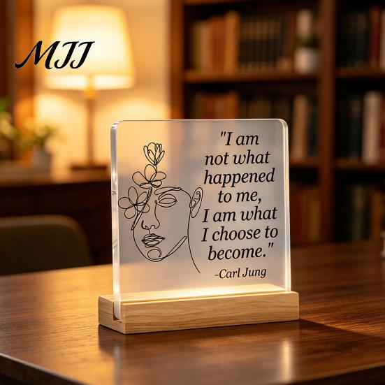 Desktop Spiritual Support Motivational Mental Health Decoration, Acrylic Sign with Wooden Stand, Quote Office Desk Decor, Inspirational Table Ornament