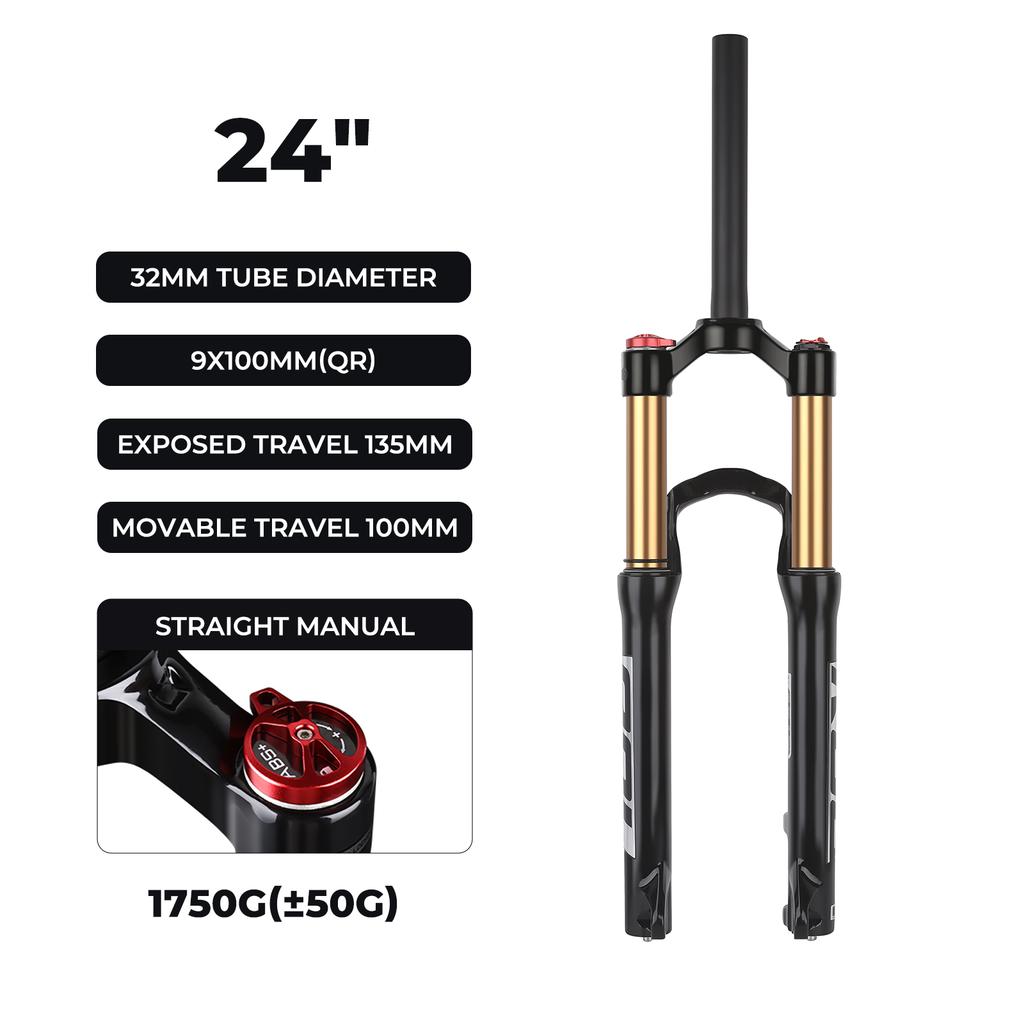 BOLANY Suspension Fork Mountain Bicycle 20/24 Inch Disc Brake Straight Tube Travel 100/135mm Bicycle Accessoires