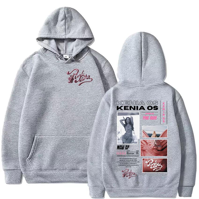 Singer Kenia Os Pink Aura Album 2025 Graphic Hoodie Men Women Vintage Aesthetic Sweatshirts Fashion Oversized Hoodies Streetwear