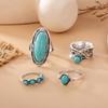 4Pcs Lady's Retro Ring - Bohemian Style Green Turquoise Finger Ring