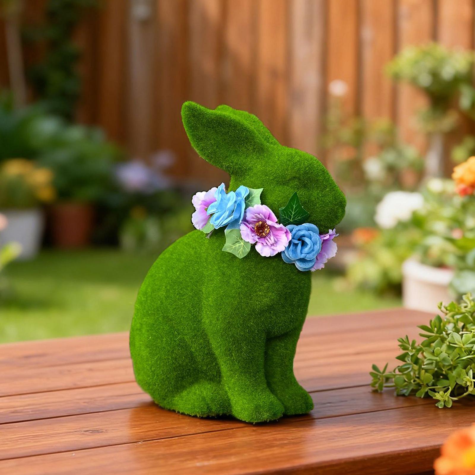 

Easter Bunny Statue 3D Resin Green Home Decor Wearing A Floral Wreath Easter Bunny Garden Decor for Yard Garden Lawn Porch Door China Mainland