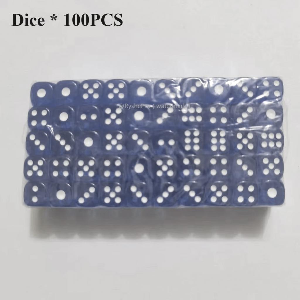 100 Pieces Colored Dices 14mm 6 Sided with Acrylic Material Standard Game Dice Set for Board Games Parties Classroom Math Dice