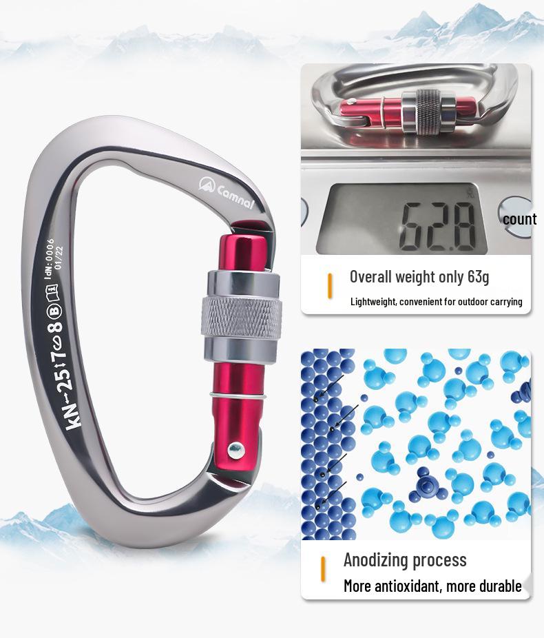 Kanle D-Shaped Screw-Lock Carabiner: Quickdraw Climbing Safety Buckle