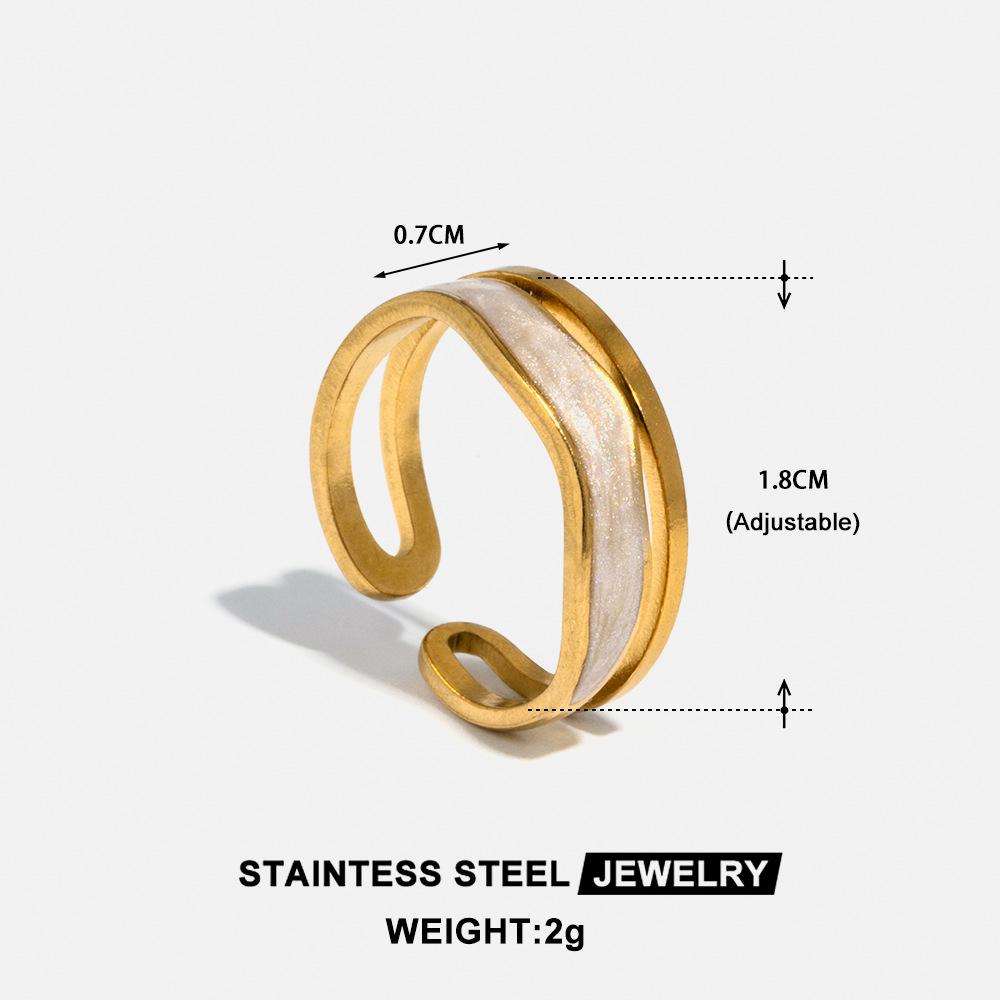 Stylish Double Layer Drip Oil Stainless Steel Interlocking Square Ring for Women