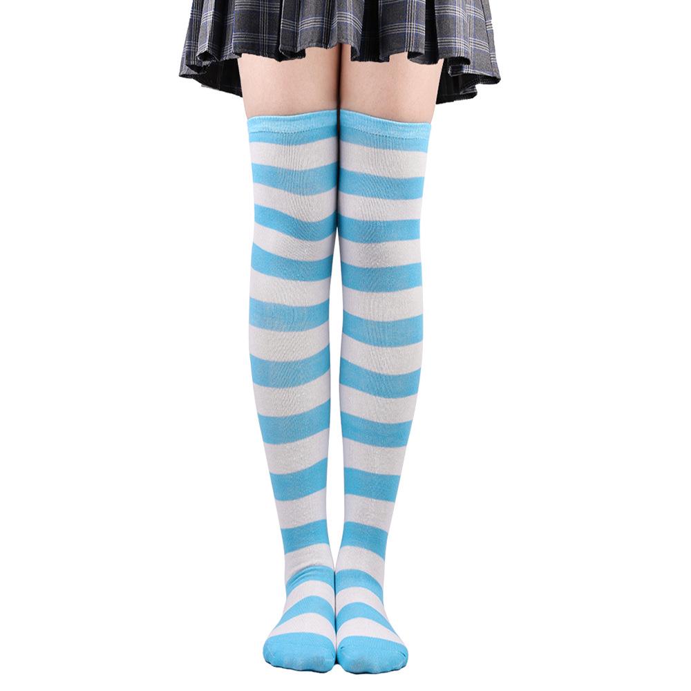 Women's Zebra Striped Thigh-High Socks: Japanese & Korean Style Over-the-Knee Halloween Cosplay Performance.