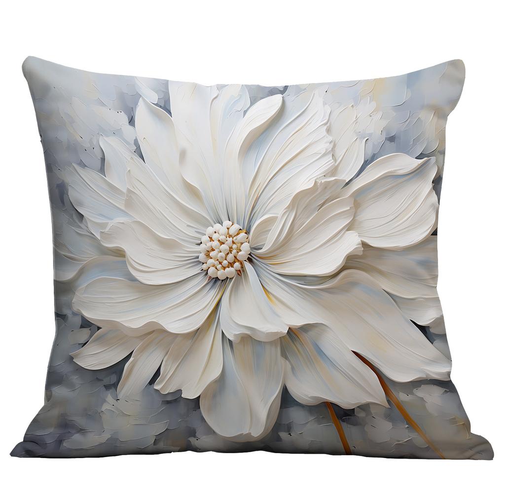 New Flower Pillowcase Imitating Three-dimensional Oil Painting Style Creative Floral Home Living Room Sofa Cushion Pillowcase