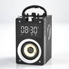 Design criativo t3 alto-falante portátil ao ar livre 2.1 canais estéreo bluetooth alto-falante com controle remoto duplo despertador suporte do telefone lcd mic