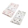 Tenugui Cotton Towel Set - Nekomata (Cat's Tail) Design - Old Rose & Charcoal Gray - 100% Cotton - High Quality 'Oka' Brand - Includes 'How To Use