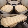 Three-Piece Winter Car Seat Cushion Set - Plush, Warm Cotton Backrest Pad