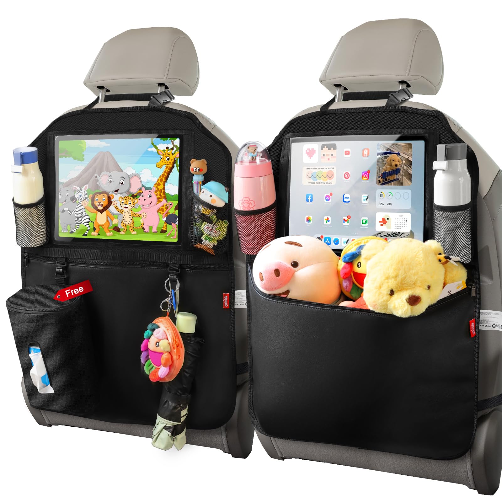 

Карман для хранения на заднем сиденье Oasser, защитный чехол для ног, карман для хранения на заднем сиденье, водонепроницаемый, устойчивый к грязи, многофункциональный, большой емкости, набор из 2 шт. чёрный