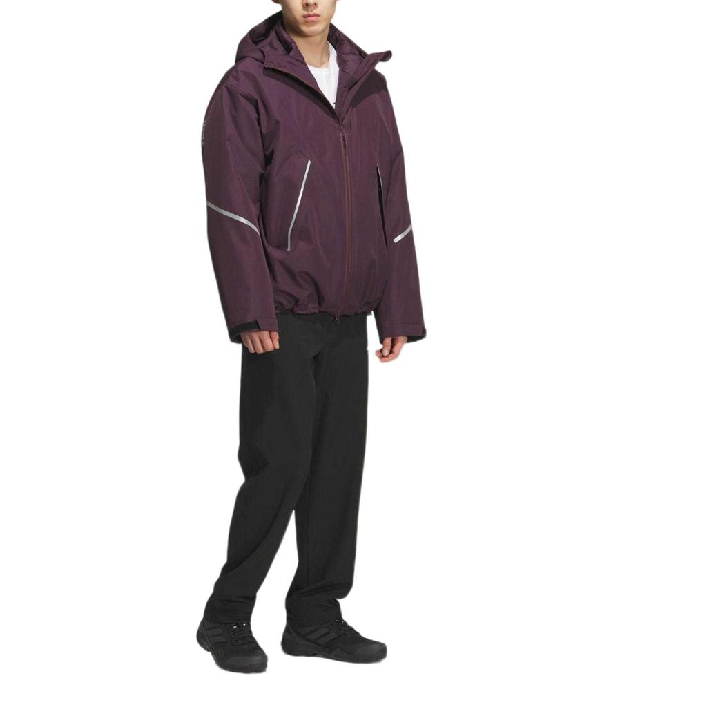 Adidas Windbreaker Jackets Unisex Dark Red Hooded KT4971