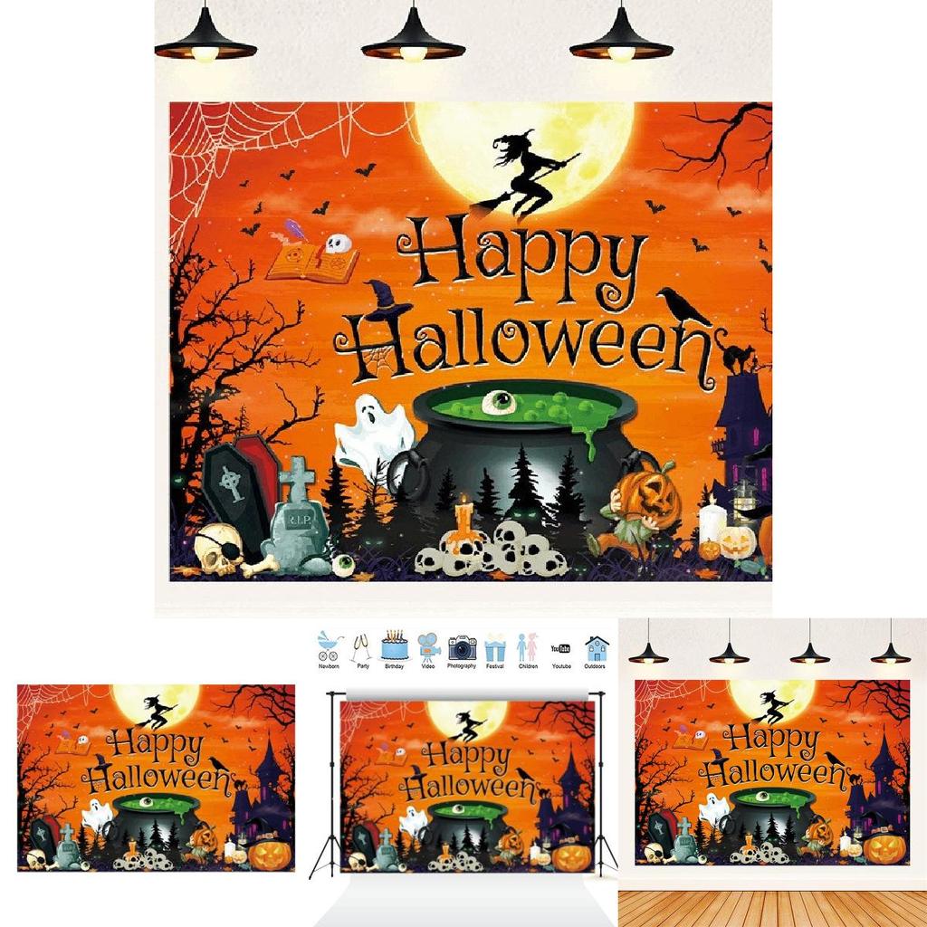 Other Brand Halloween Background Cloth Banner Witch Castle Halloween Party Decoration Background Cloth For Photography