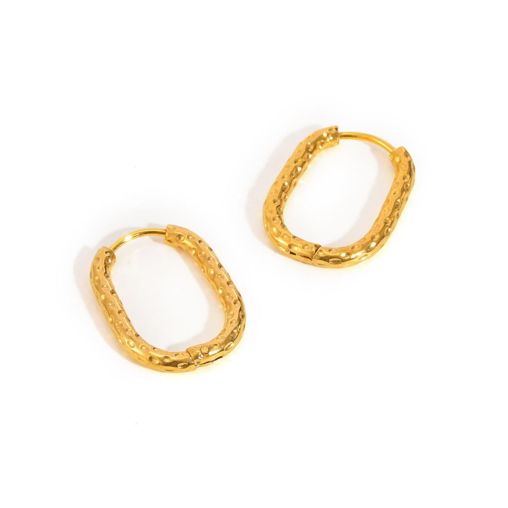 Minimalist U-shaped Earrings for Women, Gold Silver Color Hammer Pattern Stainless Steel Hoop Earrings, Trendy Jewelry Gifts
