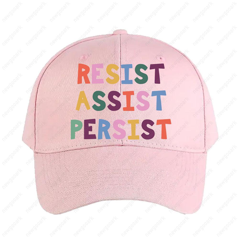 RESIST ASSIST PERSIST Cap Summer Women Unisex Adult Peaked Hat Fashion Casual Adjustable