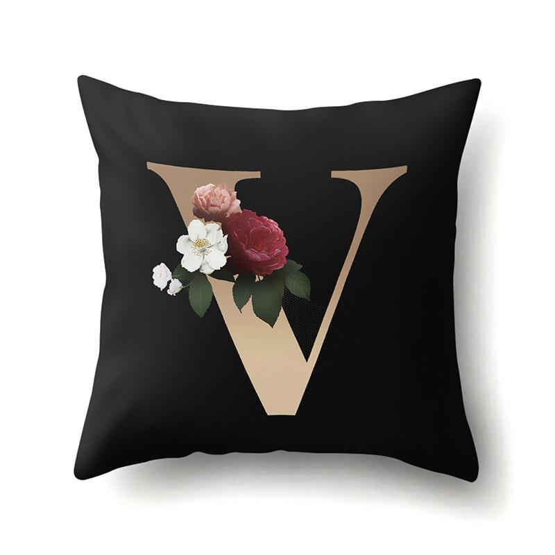Polyester Pillowcase Home Car Decoration Printing Pillowcase 26 English Letter Cushion Cover