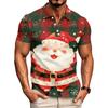 Men's Casual Short Sleeve Shirt with Christmas Print and Loose Fit for Holiday