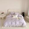Lace Cotton Bedding Four-piece Set Princess Wind Butterfly Embroidery Skin-friendly Breathable Bed Sheet Quilt Cover Pillowcase Set