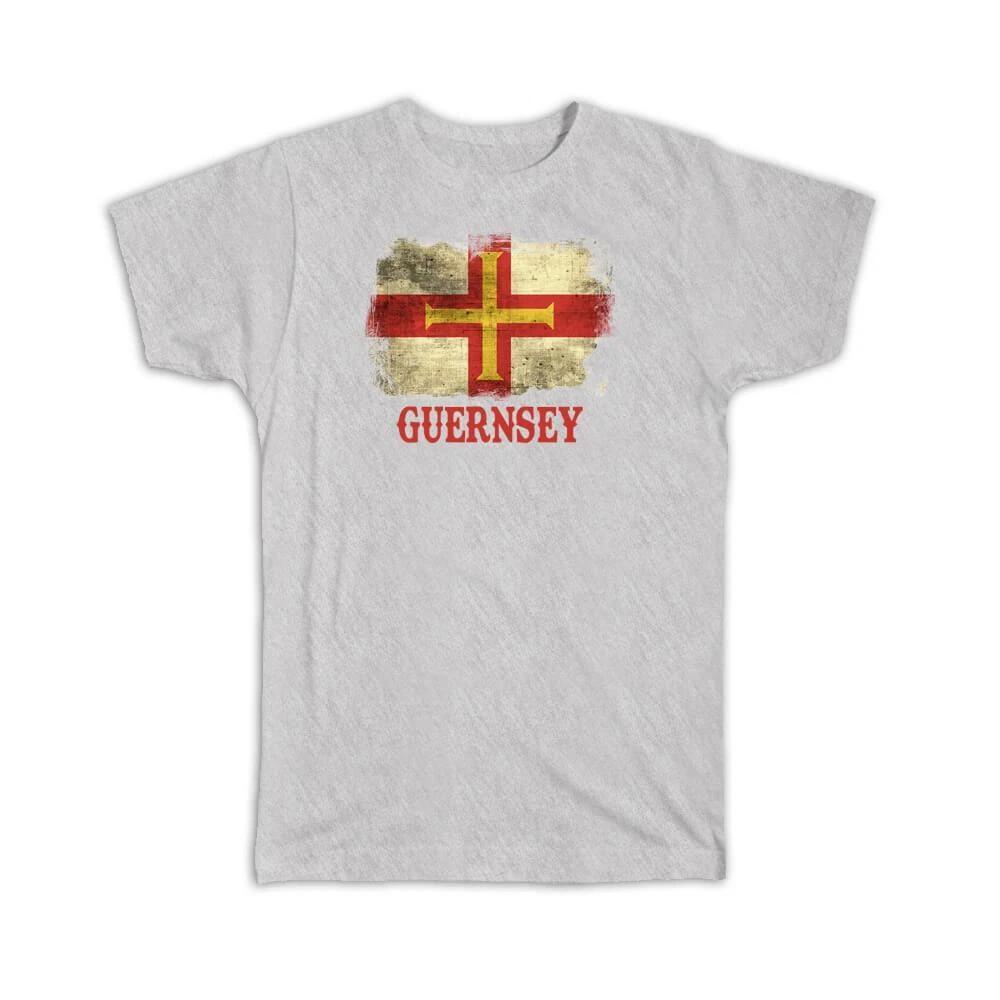 

Gift T-Shirt : Guernsey Flag Distressed For European Country Pride Souvenir M