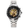WINNER WINNER Men's Personality Fashion Gold Half Steel Hollow Semi-Automatic Mechanical Watch