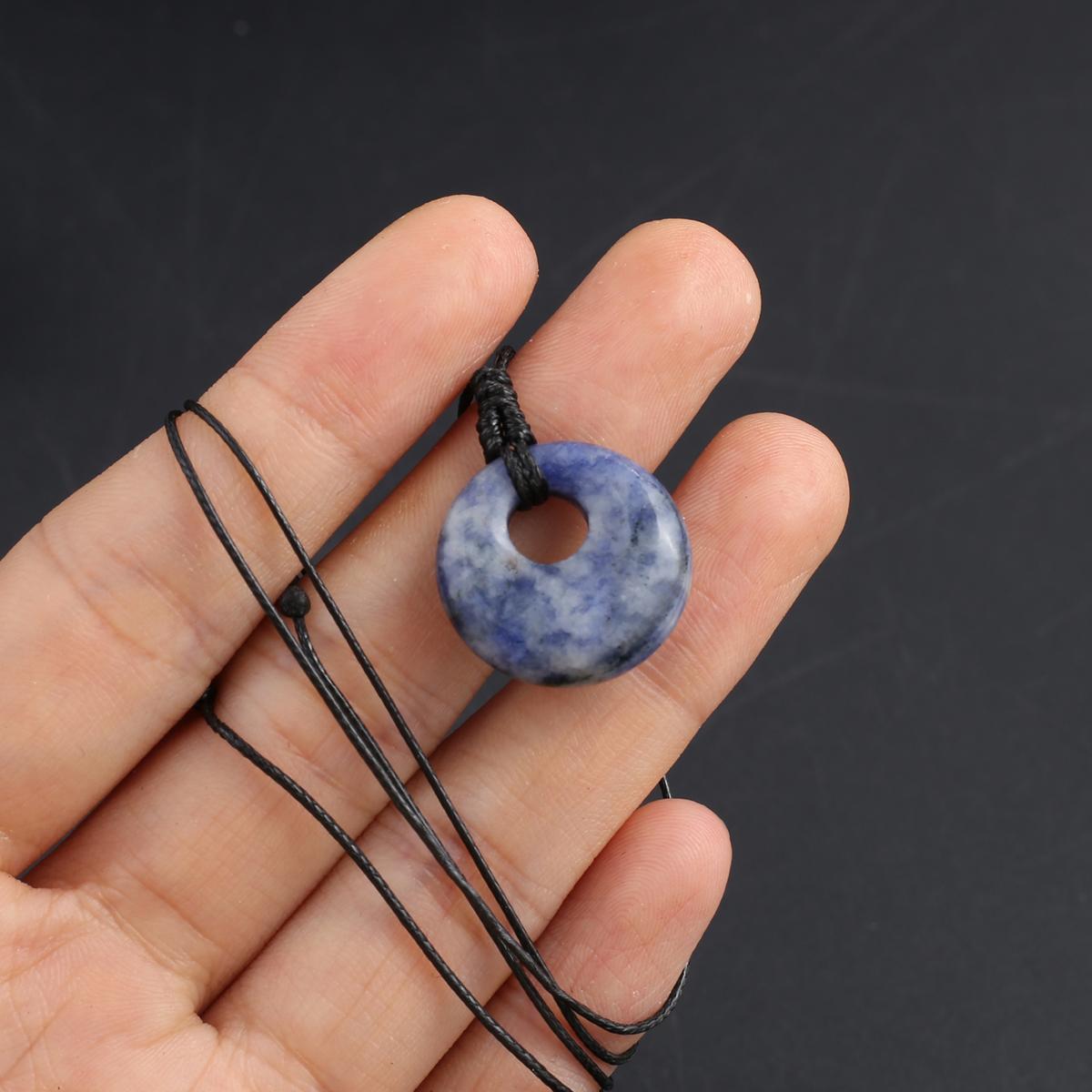 

1шт кристалл ожерелье кулон, круглый натуральный камень агат содалит нефрит аметист драгоценный камень кулон ожерелья для женщин мужчин ювелирные изделия подарки на день рождения 18 мм 1Pc-Sodalite/18mm