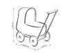 Wicker Doll Stroller with White Embroidered Bedding - Natural