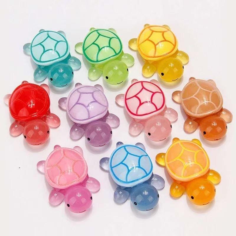 

10pcs Champion Same Style 4.8cm Luminous Turtle Luminous Turtle Resin Small Ornament Accessories DIY Accessories Children 10pcs