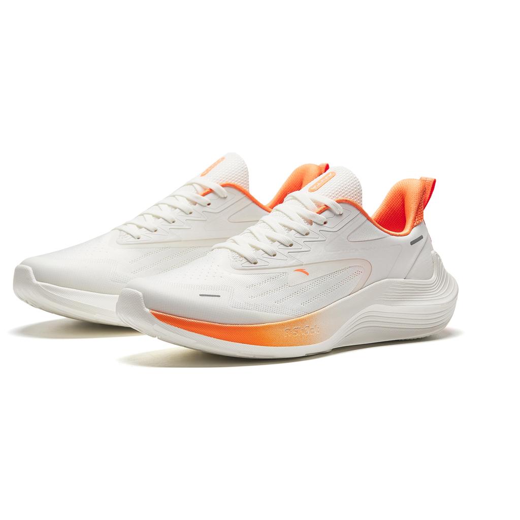 New Anta New Stinger Anti Slip And Wear Resistant Breathable Low Top Running Shoes Men's White Orange 912335580-1