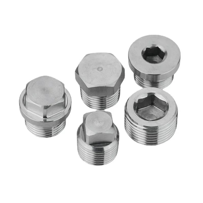 1/8" 1/4" 3/8" 1/2" 3/4" 1" -1-1/2" BSP NPT Maschio Svasato Flangiato Esagonale Quadrato Tappo 304 Acciaio Inossidabile Raccordo per Tubi