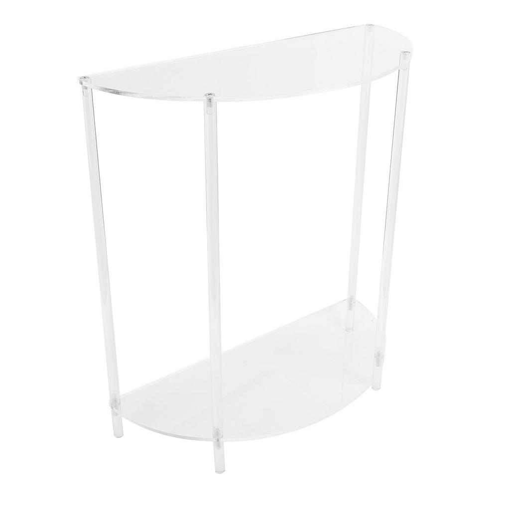 Acrylic Side Table Semiellipse 2 Tier Small Nightstand for Living Room Bedroom Bedside Wall
