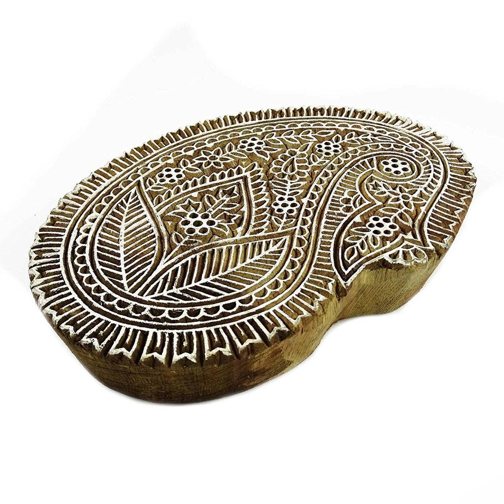 Brown Hand Carved Stamp Border Stamp Wooden Printing Block Textile Printing