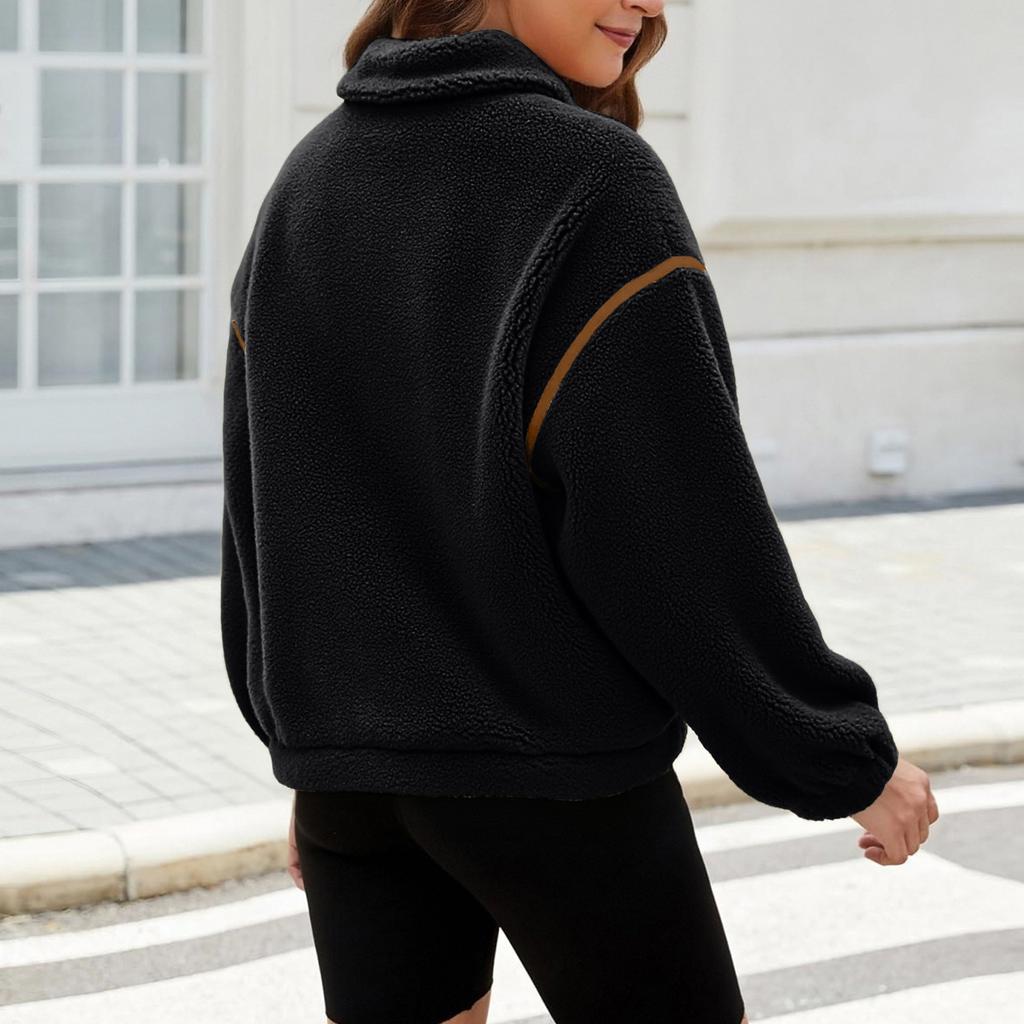 Women's Fashionable And Comfortable Regular Thick Collar Coat Top Plush Warm Coat