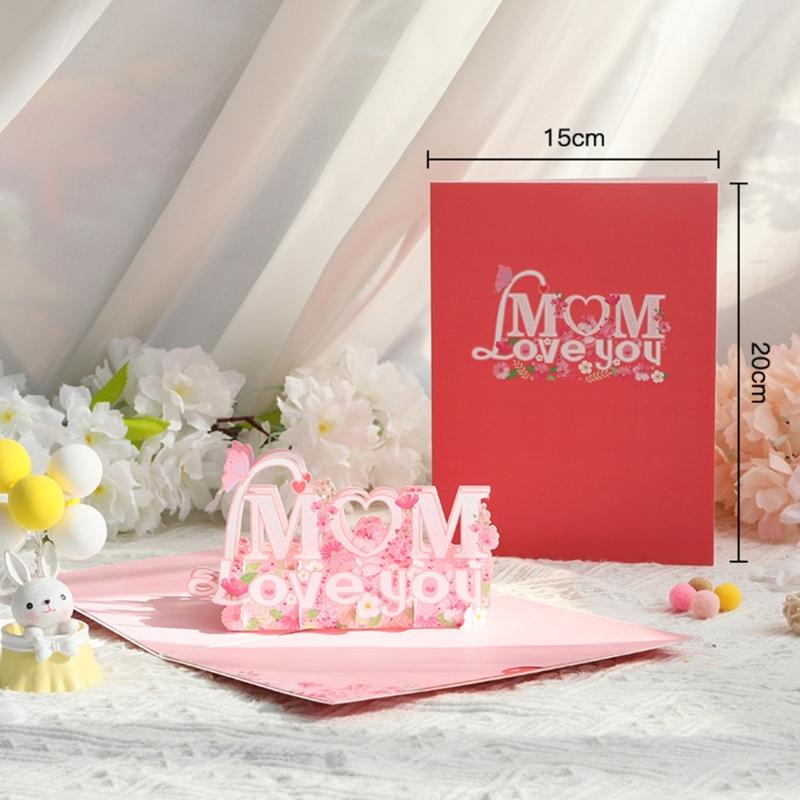 3D Muttertag Liebe Mama Grußkarte Party Nachrichtenkarten Zubehör für Oma Frauen Festival Karten Dekoration