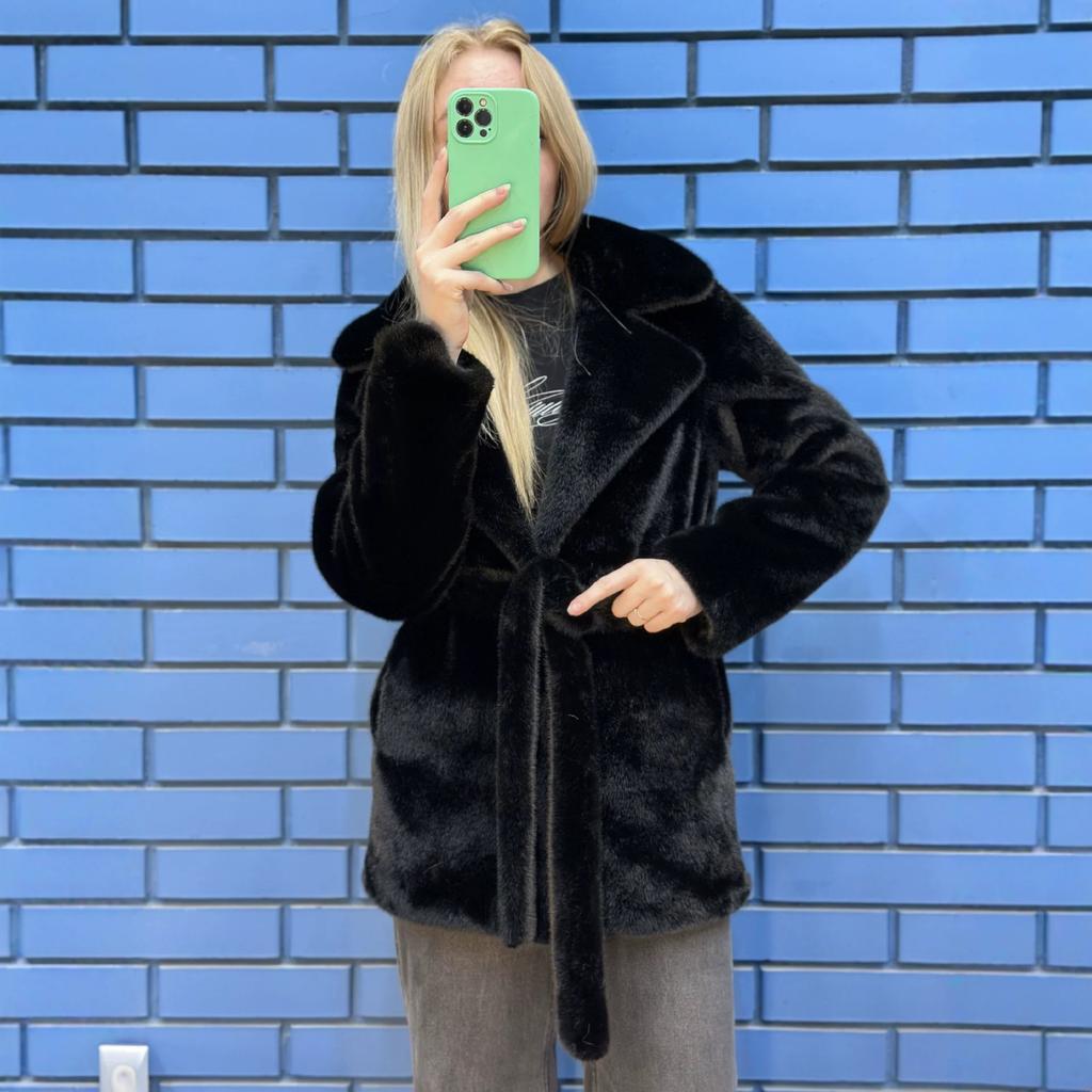 High-end small temperament loose thickened suit jacket women's imitation mink velvet medium and long wind-resistant fur coat