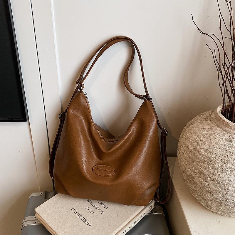 

Винтажная сумка-тоут для通勤, женская, большой вместимости, новая коллекция осень-зима 2025, повседневная на плечо, сумка-мессенджер, многофункциональный рюкзак коричневый