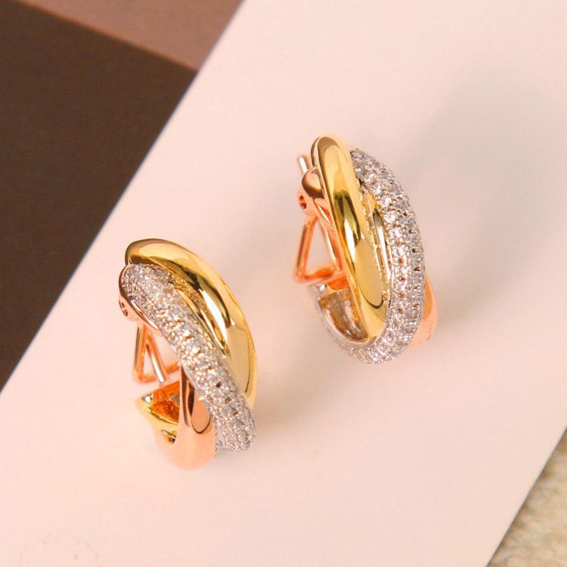 New Hot Brand Vintage Diamond Earring for Women Luxury Jewelry Designer Eardrop Fashion Lady Party Electroplate Stud Earrings