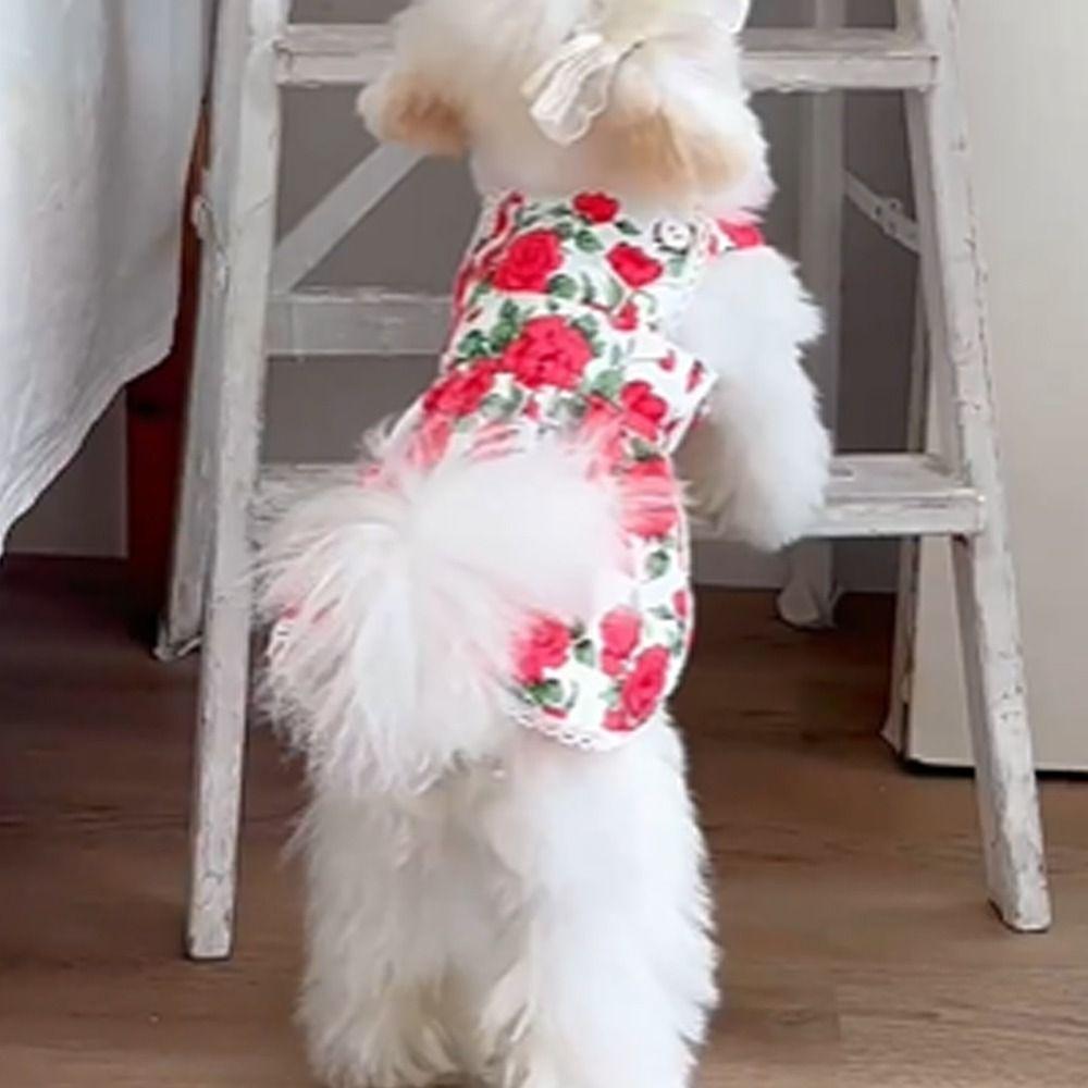 Breathable Rose Flower Dog Dress Soft Dog Vest Pet Supplies Pet Summer Clothes  Kittens