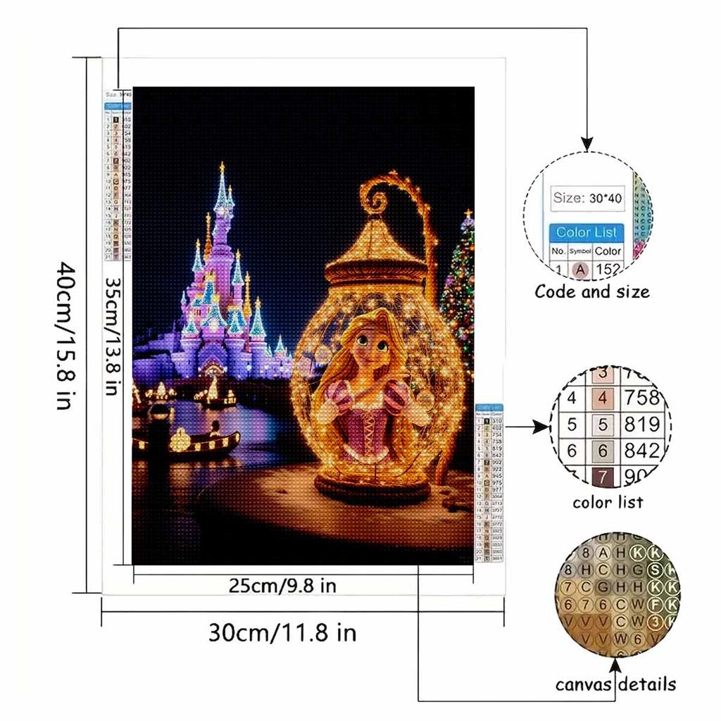 Diamond Mosaic Colorful Diamond Painting The Princess In The Jar Full Round Embroidery Cartoon Creative Hobbies Wall Decor