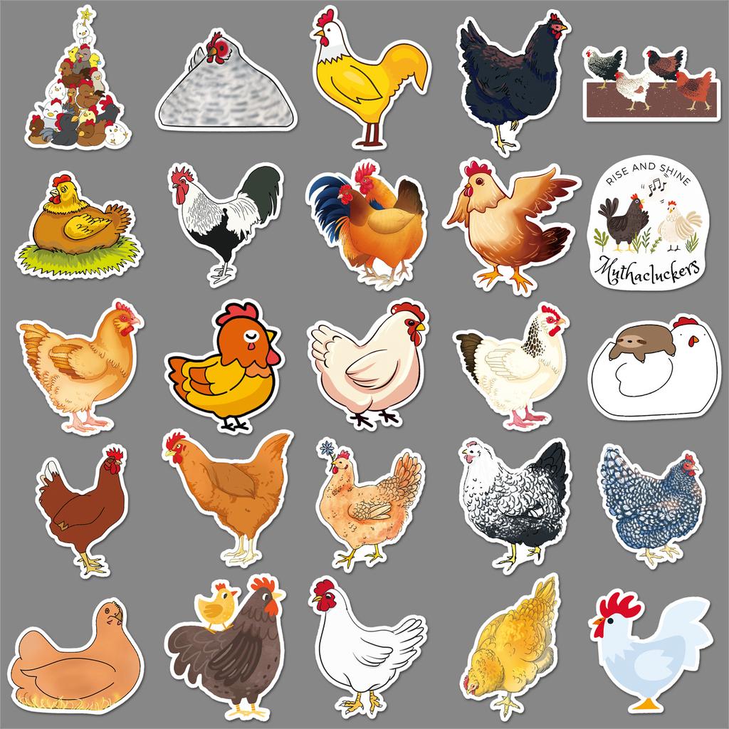 50 Chicken Doodle Personality Cartoon Animal Children DIY Skateboard Mobile Phone Case Suitcase Sticker Waterproof