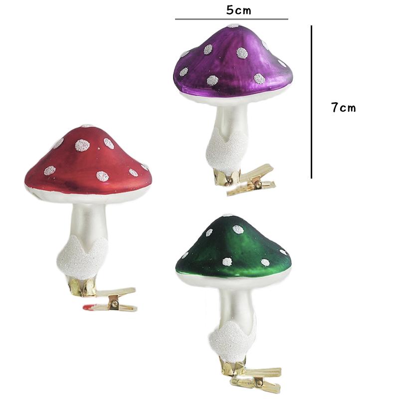 Glass Red Mushroom Clip Christmas Tree Ornaments Decorations for Home Mushroom Christmas Baubles New Year 2024