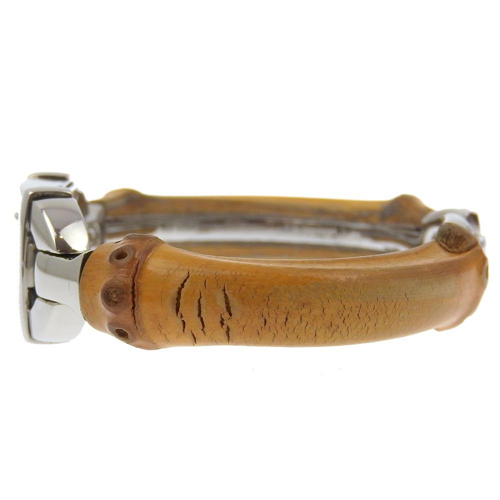 Gucci Uhren 6800L Elfenbeinfarbenes Zifferblatt Edelstahl/Bambus Quarz Analoganzeige Damen Gebraucht
