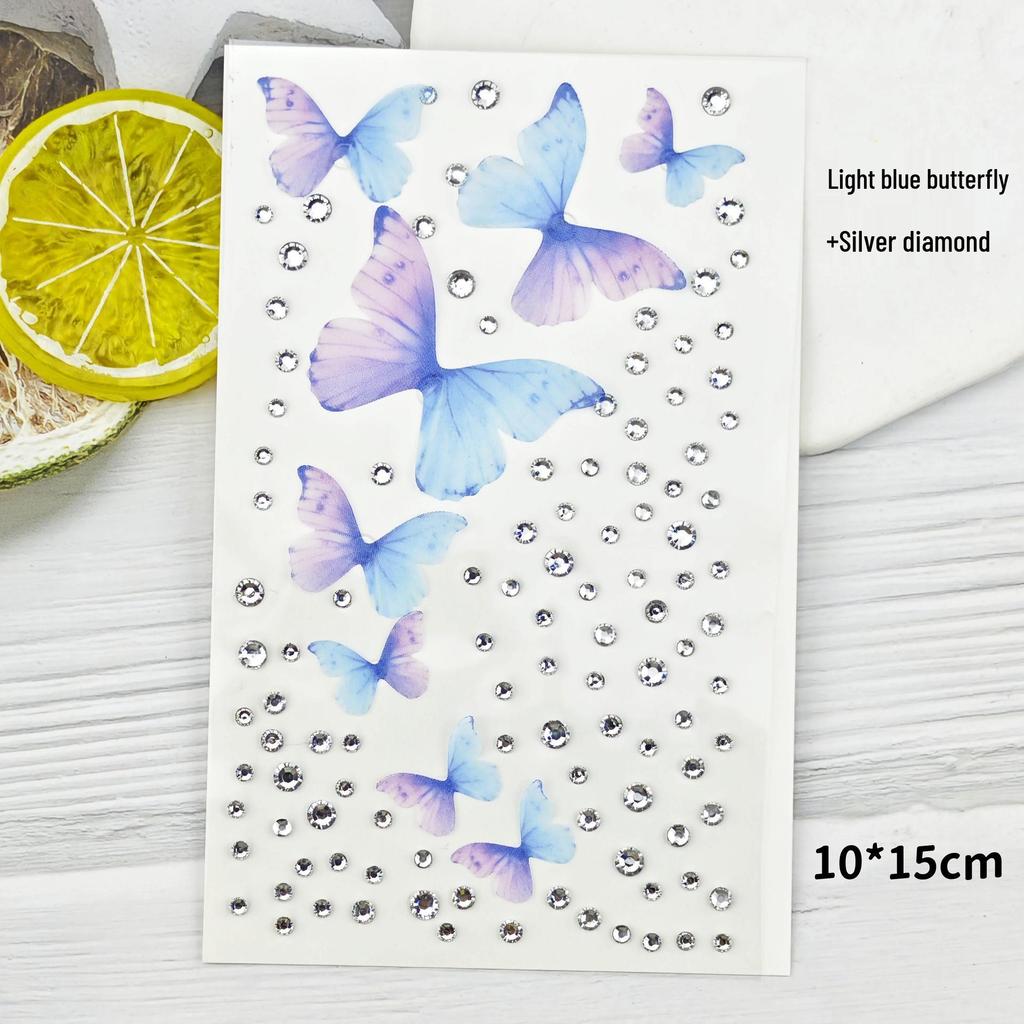 Three-Dimensional Tulle Butterfly and Rhinestone Face Stickers