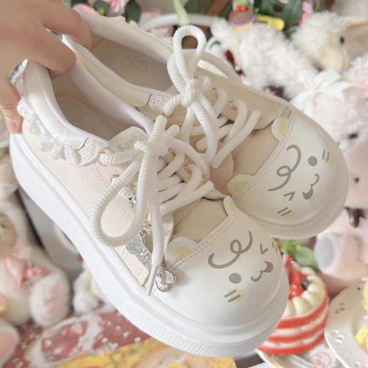 Women's Cute Canvas Shoes  Spring Autumn New Lace Comfort Platform Casual Shoes Outdoor Non Slip Height Increase Board Shoes