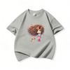 Kids Cotton T Shirt Girl With Floral Hair And Puppy Dog Print Crew Neck Short Sleeve Tee Casual Boys Girls Summer Tops