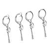 Stainless Steel Hip Hop Peace Long Dangle Earrings Hoop Studs NonPiecred