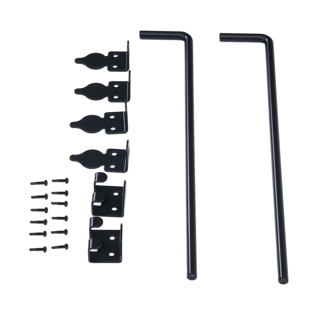 2 Set Gate Ground Latch 18 Inch Rain Proof Black Powder Coating Carbon Steel Drop Rod Gate Stopper