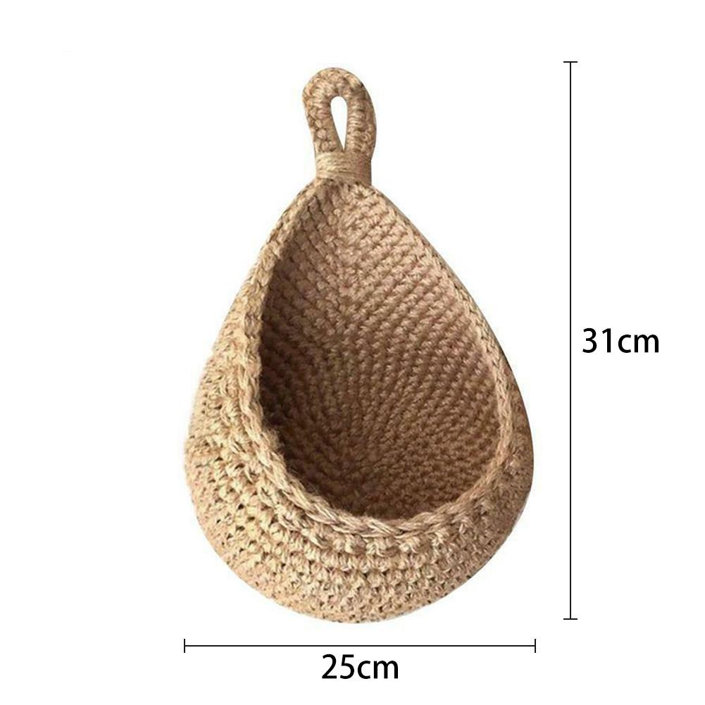High Quality Home Woven Basket Hanging Storage Hanging Wall Jute Vegetable Wall Mount 1pcs Hanging Basket 6 Size