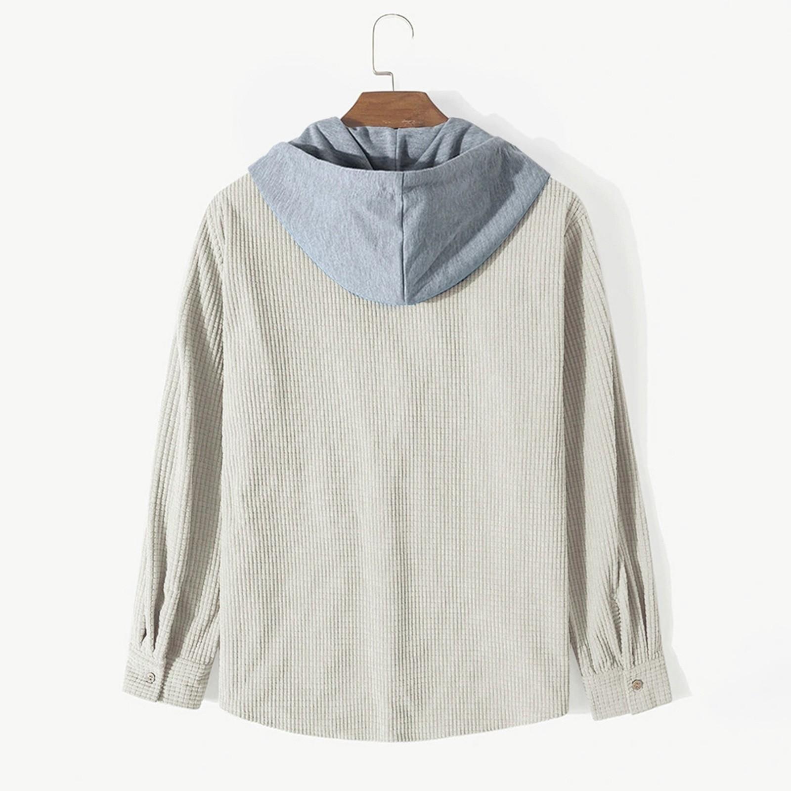 Мужская маленькая клетчатая рубашка с капюшоном и пуговицами — фото 6