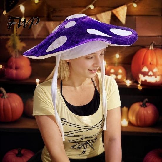 Fun Cosplay Headgear Polka-dot Mushroom Dress Up Hat, Soft Plush Forest Themed Cap Costume Accessory, Creative for Stage Performances Halloween