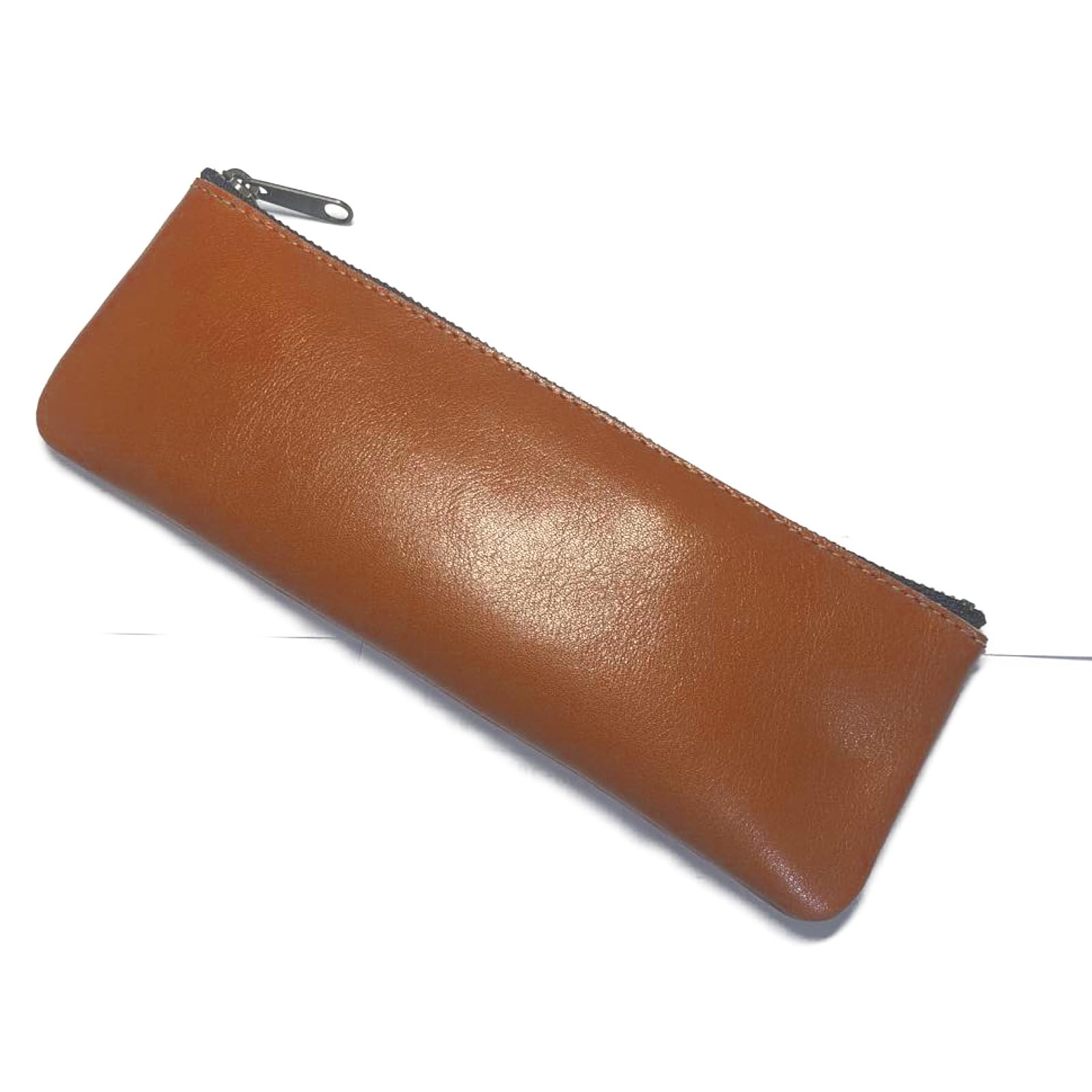 

Sato Leather Workshop Тонкий пенал из натуральной кожи с YKK Ручная работа в Японии Чехол, Молния, (Верблюд)